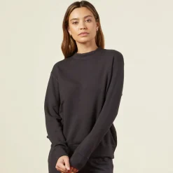 MONROW Supersoft Fleece Boyfriend Sweatshirt FADEDBLACK Outlet